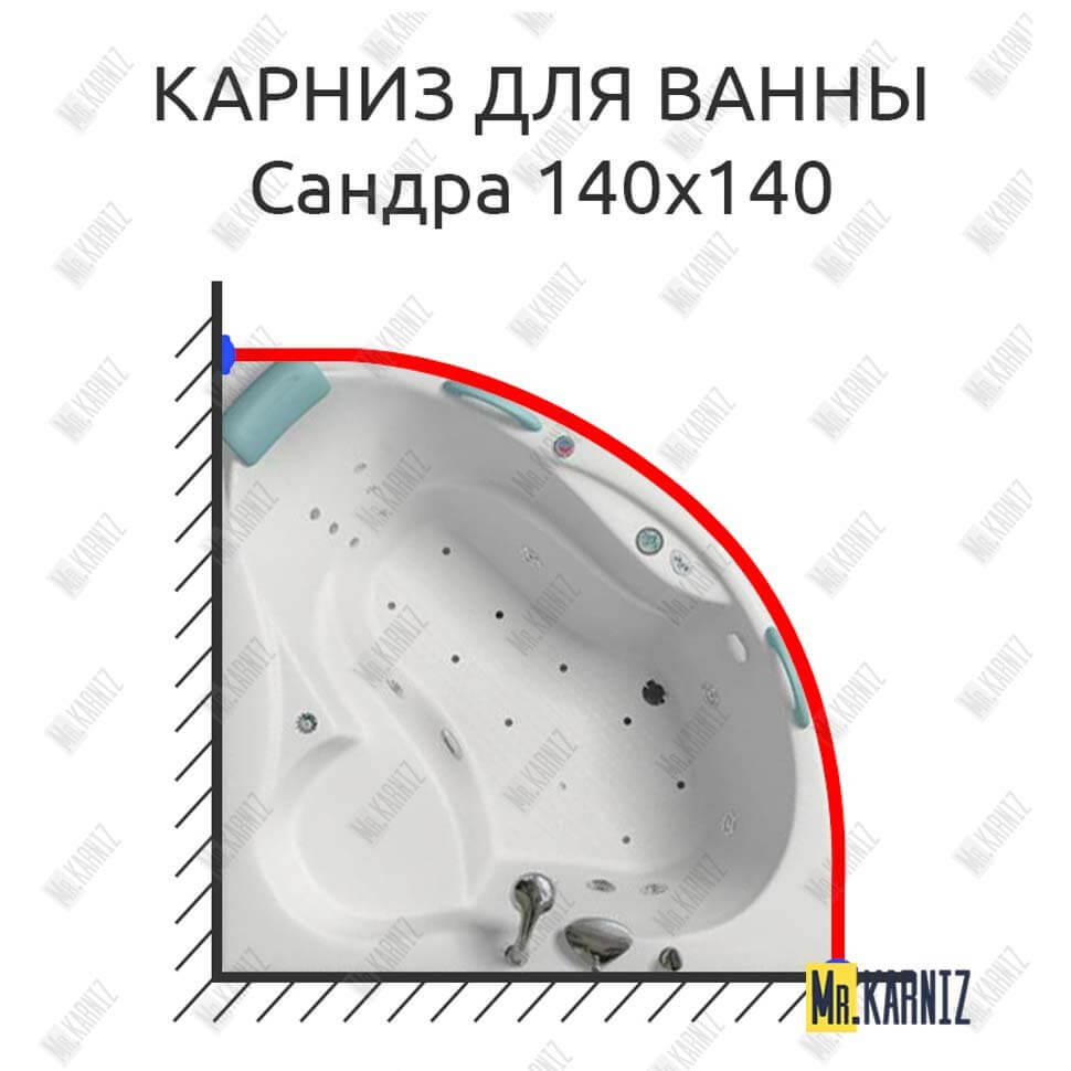 Карниз для ванны Bellrado Сандра 140х140 Усиленный 25 мм MrKARNIZ