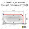 Карниз для ванной Угловой Г образный 170х90 Усиленный 25 мм MrKARNIZ фото 2