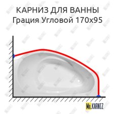 Карниз для ванны Эстет Грация Угловой 170х95 Усиленный 20 мм MrKARNIZ